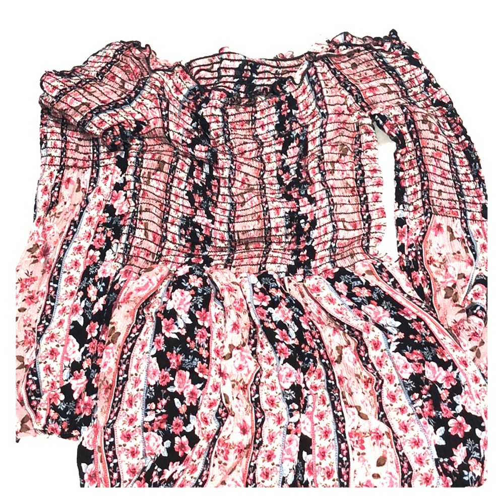 Floral ribbed babydoll dress